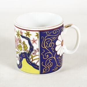 Vintage Imari Ware Japan Asian Floral Flower Porcelain Coffee Mug Tea Cup Blue